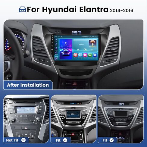 راديو Carplay اللاسلكي لشركة Hyundai Elantra 2014 2015 2016 مع Android Auto، شاشة لمس IPS 9 بوصة ستيريو للسيارة 2+64G راديو Android مع GPS WiFi/SWC/MIC/USB in Saudi Arabia