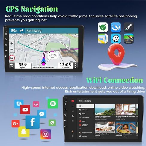 Roinvou 2+32G Android Car Stereo for Hyundai Elantra 2007-2010, 9" Touchscreen in-Dash GPS Navigation with Wireless CarPlay Android Auto Mirror Link WiFi Bluetooth FM RDS Radio Backup Camera in Saudi Arabia