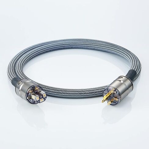 كابل طاقة HiFi سلك طاقة تيار متردد بقابس أمريكي ثلاثي الشقوق، خط طاقة صوتي 12AWG مع أكمام مضفرة لمرشح الطاقة، القرص الدوار، مكبر الصوت، مشغل الأقراص المضغوطة، قابس ذهبي اللون، 5أقدام/ 1.5 متر in Kuwait