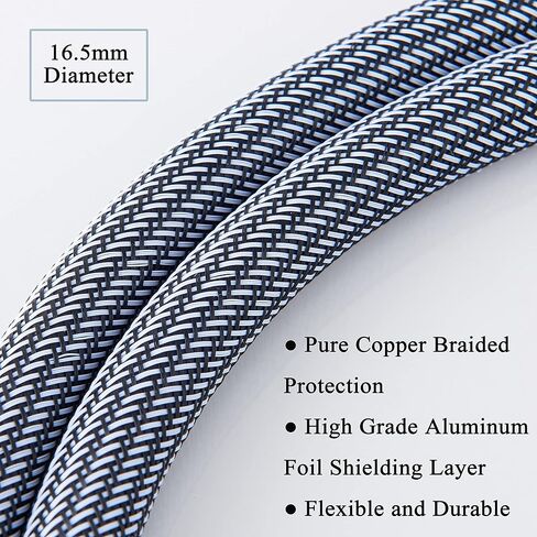 كابل طاقة HiFi سلك طاقة تيار متردد بقابس أمريكي ثلاثي الشقوق، خط طاقة صوتي 12AWG مع أكمام مضفرة لمرشح الطاقة، القرص الدوار، مكبر الصوت، مشغل الأقراص المضغوطة، قابس ذهبي اللون، 5أقدام/ 1.5 متر in Kuwait