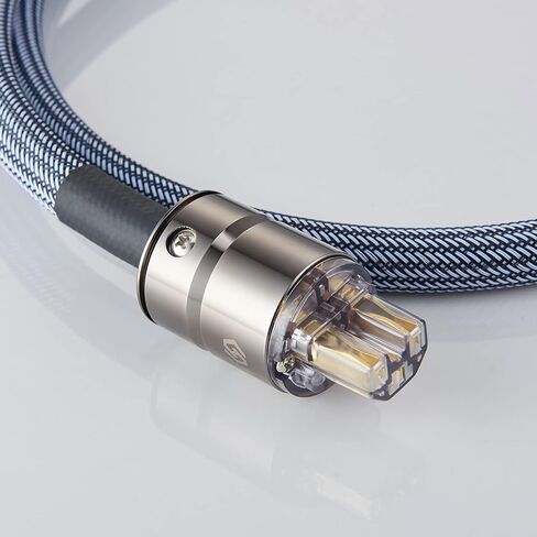 كابل طاقة HiFi سلك طاقة تيار متردد بقابس أمريكي ثلاثي الشقوق، خط طاقة صوتي 12AWG مع أكمام مضفرة لمرشح الطاقة، القرص الدوار، مكبر الصوت، مشغل الأقراص المضغوطة، قابس ذهبي اللون، 5أقدام/ 1.5 متر in Kuwait