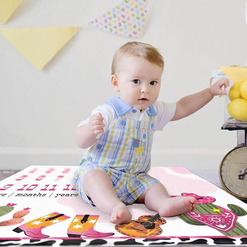 Cow Girl Baby Stuff, Baby Monthly Milestone Stuff for Newborn Baby Photo Taken - Baby Age Blanket with 2 Frame in Saudi Arabia