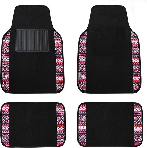 FH Group Car Seat Covers Full Set Plaid Print Cloth - Universal Fit Automotive Seat Covers, Low Back Front Seat Covers, Solid Back Seat Cover, Washable Car Seat Cover for SUV, Sedan, Van Red in Kuwait