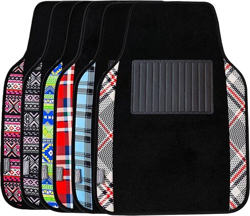 FH Group Car Seat Covers Full Set Plaid Print Cloth - Universal Fit Automotive Seat Covers, Low Back Front Seat Covers, Solid Back Seat Cover, Washable Car Seat Cover for SUV, Sedan, Van Red in Kuwait
