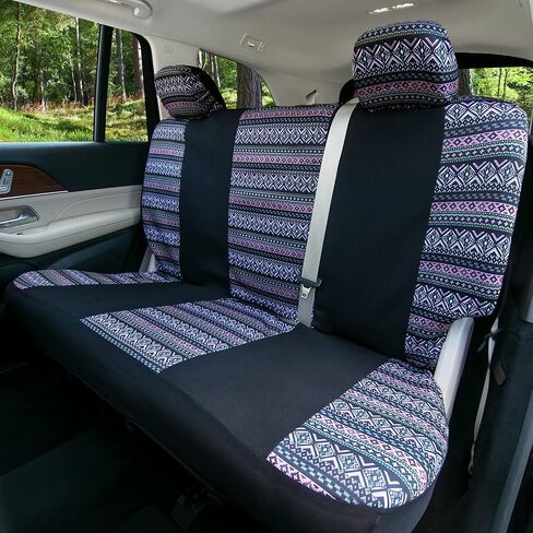 FH Group Car Seat Covers Full Set Plaid Print Cloth - Universal Fit Automotive Seat Covers, Low Back Front Seat Covers, Solid Back Seat Cover, Washable Car Seat Cover for SUV, Sedan, Van Red in Kuwait