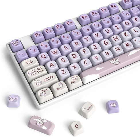 PBT Dye Sublimation Keycaps MOA Keycaps, 138 Keys Custom Keycaps, Cute Keycaps Set for US Layout Cherry MX Swithes Mechanical Keyboard (Rabbit Purple) in Kuwait
