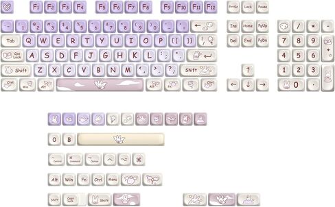 PBT Dye Sublimation Keycaps MOA Keycaps, 138 Keys Custom Keycaps, Cute Keycaps Set for US Layout Cherry MX Swithes Mechanical Keyboard (Rabbit Purple) in Kuwait