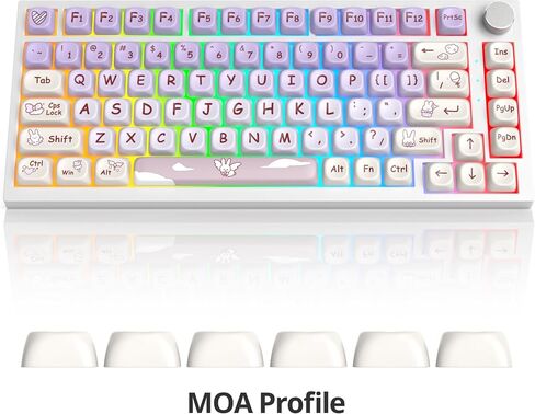 PBT Dye Sublimation Keycaps MOA Keycaps, 138 Keys Custom Keycaps, Cute Keycaps Set for US Layout Cherry MX Swithes Mechanical Keyboard (Rabbit Purple) in Kuwait