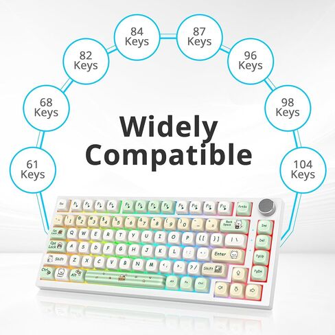 PBT Dye Sublimation Keycaps MOA Keycaps, 138 Keys Custom Keycaps, Cute Keycaps Set for US Layout Cherry MX Swithes Mechanical Keyboard (Rabbit Purple) in Kuwait