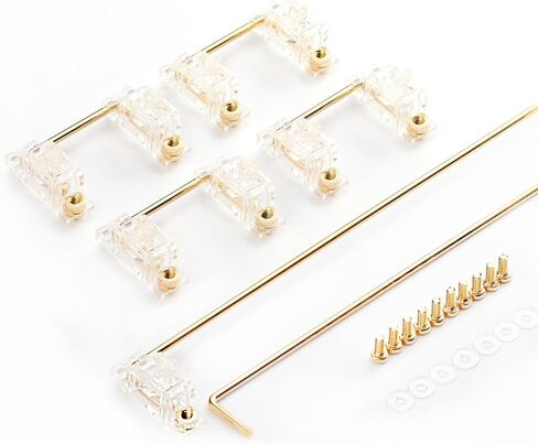 مثبتات لوحة المفاتيح الميكانيكية PCB جبل المسمار في المثبتات الأسلاك المطلية بالذهب 2u 6.25u 7u المسافة مثبت سموكي شفافة مع ملصقات منصات طعنات (4 * 2u 1 * 6.25u 1 * 7u، سموكي) in Kuwait