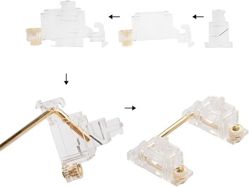 مثبتات لوحة المفاتيح الميكانيكية PCB جبل المسمار في المثبتات الأسلاك المطلية بالذهب 2u 6.25u 7u المسافة مثبت سموكي شفافة مع ملصقات منصات طعنات (4 * 2u 1 * 6.25u 1 * 7u، سموكي) in Kuwait