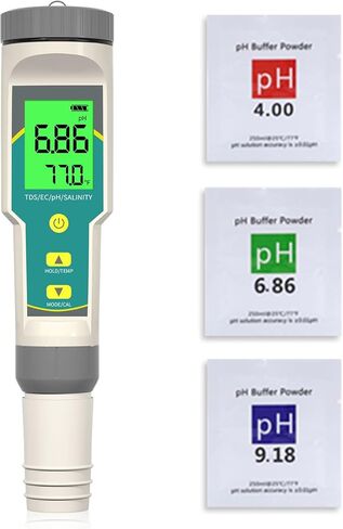 5 في 1 مقياس درجة الحموضة وTDS، جهاز اختبار درجة الحموضة الرقمي للمياه، درجة الحموضة/TDS/EC/الملوحة/درجة الحرارة، جهاز قياس المياه PPM للشرب المنزلي وحمام السباحة وحوض السمك، مع ATC، دقة 0.01 in Kuwait