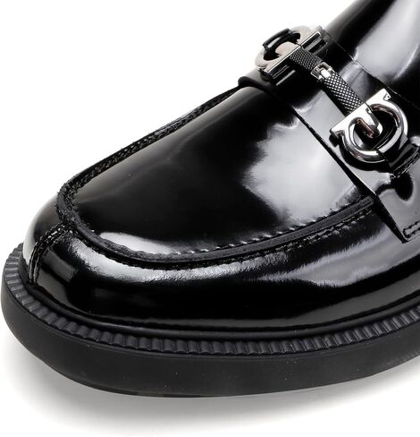 Mens Casual Leather Black Dress Loafer Shoes, Fashion Classic Buckle Slip-on Penny Party Shoes Wedding Loafers for Mens in Saudi Arabia