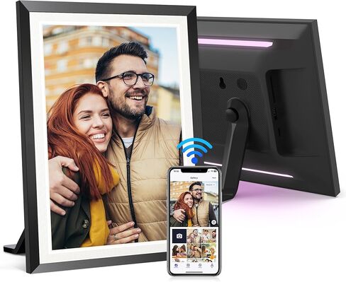 إطار صورة رقمي BIGASUO مقاس 10.1 بوصة سعة 32 جيجابايت مع ضوء LED، وشاشة HD تعمل باللمس، وإطار صور سحابي ذكي WiFi، وعرض شرائح، ودوران تلقائي، ومشاركة فورية للصور ومقاطع الفيديو عبر تطبيق Uhale in Kuwait