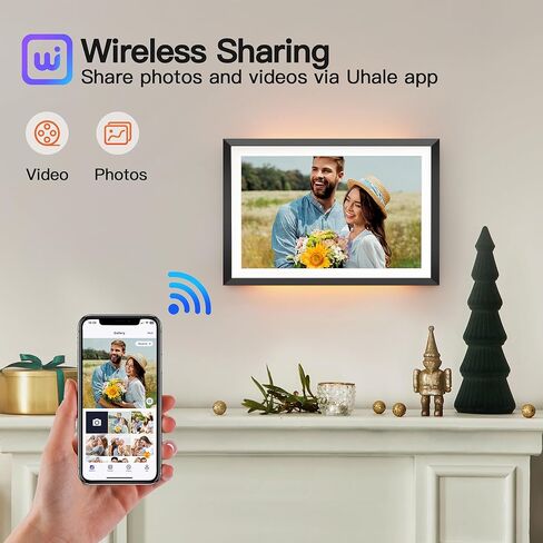 إطار صورة رقمي BIGASUO مقاس 10.1 بوصة سعة 32 جيجابايت مع ضوء LED، وشاشة HD تعمل باللمس، وإطار صور سحابي ذكي WiFi، وعرض شرائح، ودوران تلقائي، ومشاركة فورية للصور ومقاطع الفيديو عبر تطبيق Uhale in Kuwait