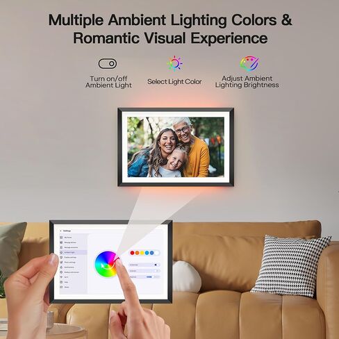 إطار صورة رقمي BIGASUO مقاس 10.1 بوصة سعة 32 جيجابايت مع ضوء LED، وشاشة HD تعمل باللمس، وإطار صور سحابي ذكي WiFi، وعرض شرائح، ودوران تلقائي، ومشاركة فورية للصور ومقاطع الفيديو عبر تطبيق Uhale in Kuwait
