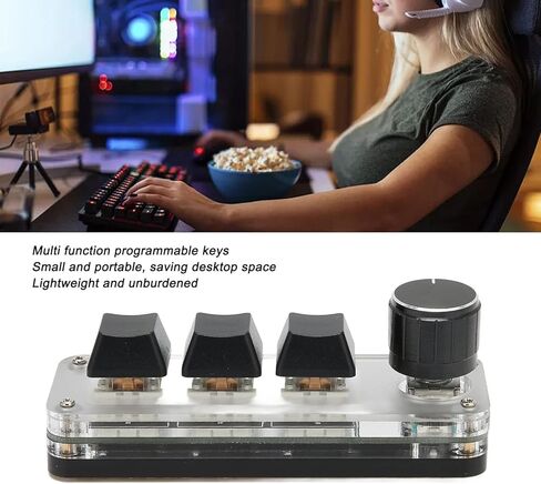 لوحة مفاتيح صغيرة USB بثلاثة مفاتيح من Gugxiom، لوحة مفاتيح للألعاب مع مقبض، لوحة مفاتيح قابلة للبرمجة مع إضاءة خلفية RGB، أدوات ألعاب للمكتب، الألعاب، الموسيقى، إلخ. in Saudi Arabia