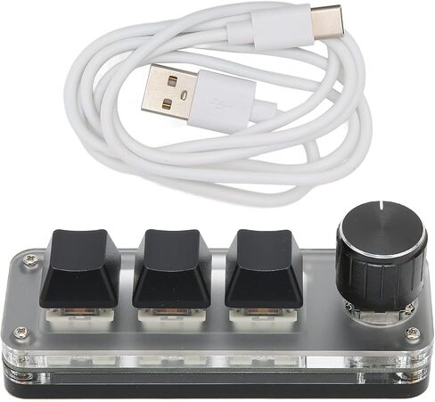 لوحة مفاتيح صغيرة USB بثلاثة مفاتيح من Gugxiom، لوحة مفاتيح للألعاب مع مقبض، لوحة مفاتيح قابلة للبرمجة مع إضاءة خلفية RGB، أدوات ألعاب للمكتب، الألعاب، الموسيقى، إلخ. in Saudi Arabia