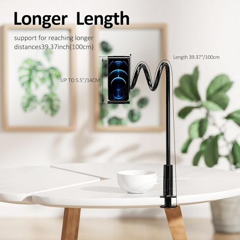 Phone Holder Stand for Bed or Desk,Gooseneck Adjustable Phone Gooseneck Mount Bedside,Table Compatible with iPhone 15 Pro Max 14 13 12 11 X Series/Samsung S23 or Other 4"-7" Devices in Saudi Arabia