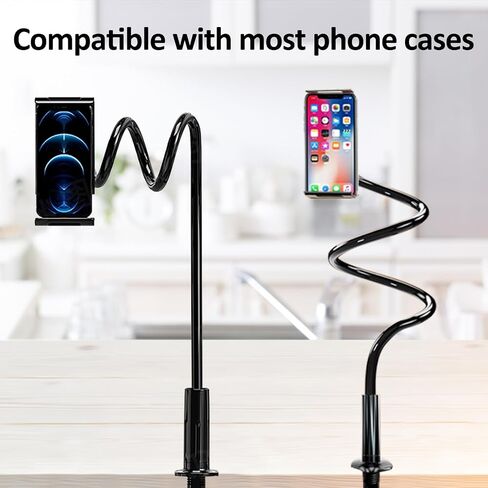 Phone Holder Stand for Bed or Desk,Gooseneck Adjustable Phone Gooseneck Mount Bedside,Table Compatible with iPhone 15 Pro Max 14 13 12 11 X Series/Samsung S23 or Other 4"-7" Devices in Saudi Arabia