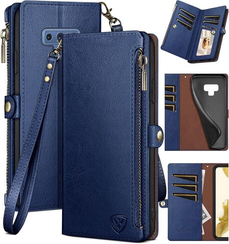 XcaseBar for Samsung Galaxy Note 9 Wallet case with Zipper Credit Card Holder【RFID Blocking】, Flip Folio Book PU Leather Phone case Shockproof Cover Women Men for Samsung Note9 case Purple in Saudi Arabia