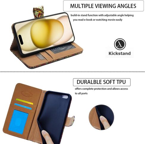 Bcov Case for iPhone 16,Sunflower Bee Flip Phone Case Wallet Cover with Card Slot Holder Kickstand Case for Apple iPhone 16 in Kuwait