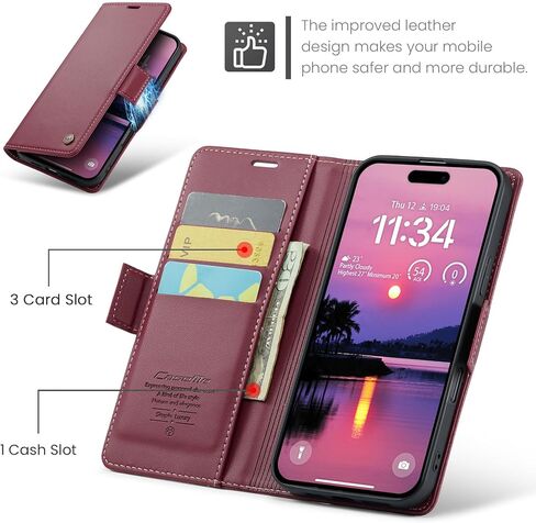 Flip Case for iPhone 16 Pro Max, [RFID Blocking] PU Leather Wallet Flip Folio Case with Card Holder Kickstand Shockproof Phone Cover for Men Women for iPhone 16 Pro Max Case 6.9 inch (Black) in Saudi Arabia