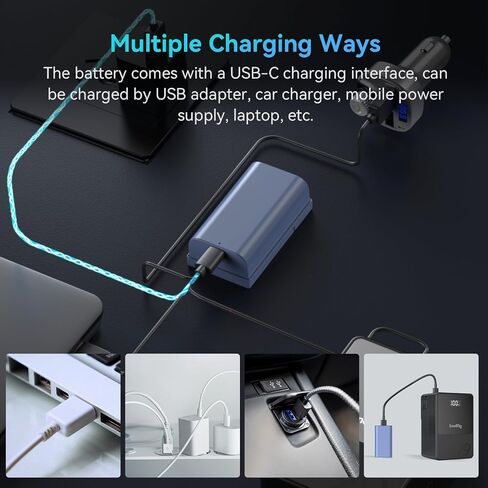 SMALLRIG NP-F550 USB-C Battery for Sony, 3500mAh 3H Fully Charged | NPF Battery for NP-F970 F750 F570 F550, for LED Lights, Monitors, Wireless Video Transmitters in Saudi Arabia