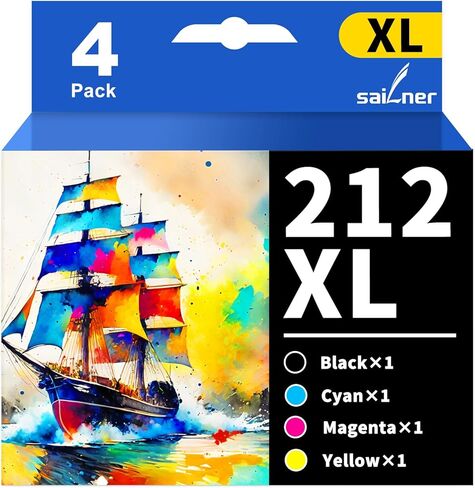 خراطيش حبر SAILNER 212XL 212 لخرطوشة الحبر المعاد تصنيعها للطابعة Epson لخراطيش الحبر Epson 212 لخراطيش الحبر Epson XP-4100 XP-4105 WF-2850 WF-2830 لخراطيش الحبر Epson 212 in Kuwait