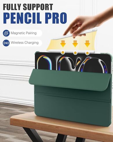 MoKo for iPad Pro 11 Inch Case M4 2024 (5th Gen), Ultra Slim Stand Case with Hard PC Translucent Back Shell Cover for iPad Pro 11'' 2024 Model (A2836/A2837/A3006), Support Apple Pencil Pro, Black in Kuwait