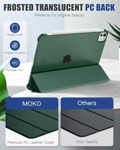 MoKo for iPad Pro 11 Inch Case M4 2024 (5th Gen), Ultra Slim Stand Case with Hard PC Translucent Back Shell Cover for iPad Pro 11'' 2024 Model (A2836/A2837/A3006), Support Apple Pencil Pro, Black in Kuwait
