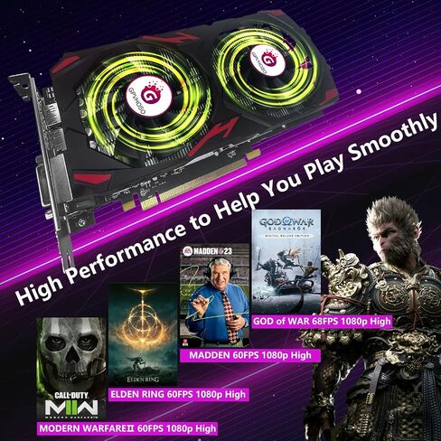 RX 580 8GB Graphics Card, 2048SP 1289MHz GDDR5 256bit Radeon RX580 AMD GPU Video Card with Dual Cooling Fan, HDMI, 3*DP, DVI-Output, 8K PCIE 3.0 Computer Graphics Card for Gaming PC in Saudi Arabia