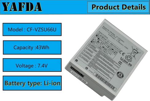 CF-VZSU66U بطارية كمبيوتر محمول جديدة لسلسلة باناسونيك تاوت بوك CF-C1 7.4V 43WH/5.7Ah in Kuwait