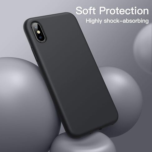 JETech Silicone Case for iPhone X, iPhone Xs, 5.8-Inch, Silky-Soft Touch Full-Body Protective Case, Shockproof Cover with Microfiber Lining (Black) in Saudi Arabia