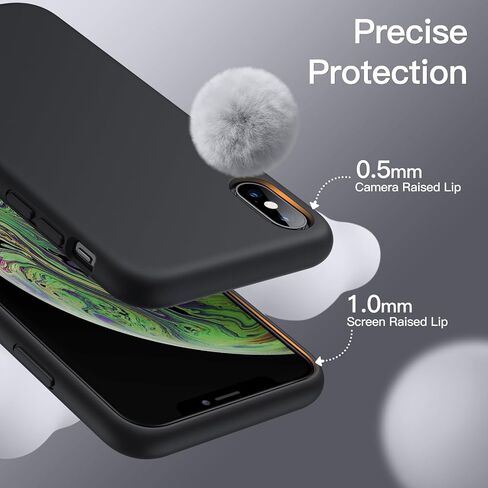 JETech Silicone Case for iPhone X, iPhone Xs, 5.8-Inch, Silky-Soft Touch Full-Body Protective Case, Shockproof Cover with Microfiber Lining (Black) in Saudi Arabia
