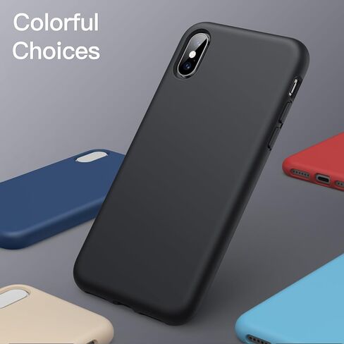 JETech Silicone Case for iPhone X, iPhone Xs, 5.8-Inch, Silky-Soft Touch Full-Body Protective Case, Shockproof Cover with Microfiber Lining (Black) in Saudi Arabia