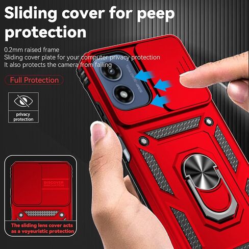 SunRemex for Motorola Moto G Play 2024 Case with HD Screen Protector & Slide Camera Cover & Rotated Ring Kickstand, [2 in 1] Heavy Duty Shockproof Phone Case for Moto G Play 2024 4G (Blue) in Saudi Arabia