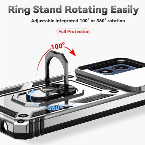 SunRemex for Motorola Moto G Play 2024 Case with HD Screen Protector & Slide Camera Cover & Rotated Ring Kickstand, [2 in 1] Heavy Duty Shockproof Phone Case for Moto G Play 2024 4G (Blue) in Kuwait
