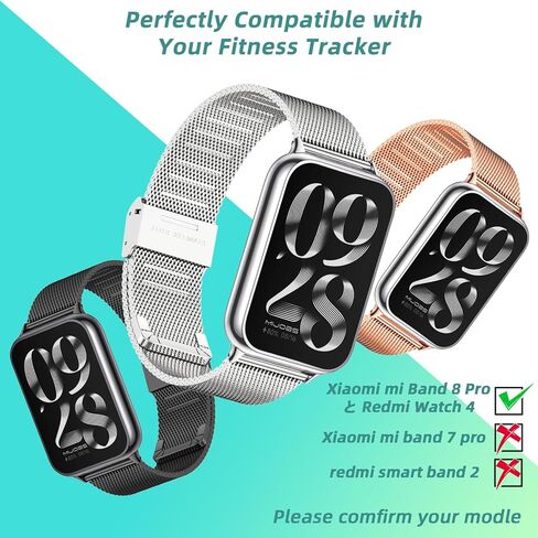 MIJOBS Xiaomi Redmi Watch 4 / Xiaomi Smart Band 8 Pro حزام بديل معدني، طول قابل للتعديل مرن للجنسين متوافق مع Xiaomi Redmi Watch 4 in Kuwait
