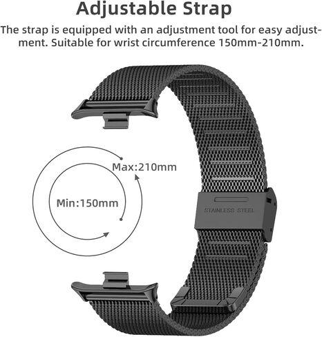 MIJOBS Xiaomi Redmi Watch 4 / Xiaomi Smart Band 8 Pro حزام بديل معدني، طول قابل للتعديل مرن للجنسين متوافق مع Xiaomi Redmi Watch 4 in Kuwait