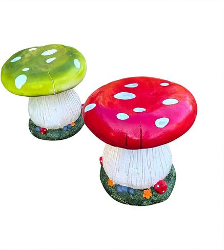 Mushroom Stool Home Shoe Stool Kid's Room Decor Outdoor Garden Simulation Large Mushroom Chair Garden Decor Courtyard Park Lawn Art Sculpture Decoration (RED) in Saudi Arabia