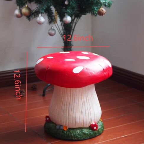 Mushroom Stool Home Shoe Stool Kid's Room Decor Outdoor Garden Simulation Large Mushroom Chair Garden Decor Courtyard Park Lawn Art Sculpture Decoration (RED) in Saudi Arabia