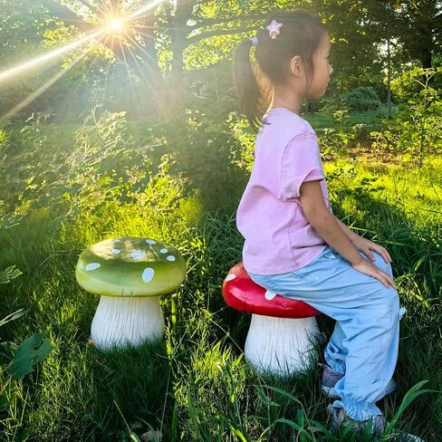 Mushroom Stool Home Shoe Stool Kid's Room Decor Outdoor Garden Simulation Large Mushroom Chair Garden Decor Courtyard Park Lawn Art Sculpture Decoration (RED) in Saudi Arabia