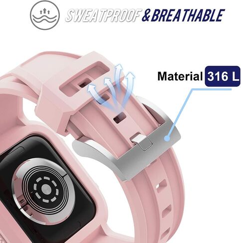 T-ENGINE Rugged Watch band Compatible with Apple Watch Series 9 Band for 44mm 42mm (Not compatible with 45mm) SE 9/8/7/6/5/4/3 for Men (Pink, 45mm/44mm/42mm) in Saudi Arabia