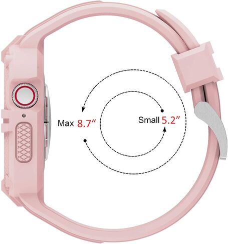 T-ENGINE Rugged Watch band Compatible with Apple Watch Series 9 Band for 44mm 42mm (Not compatible with 45mm) SE 9/8/7/6/5/4/3 for Men (Pink, 45mm/44mm/42mm) in Saudi Arabia