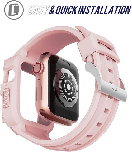 T-ENGINE Rugged Watch band Compatible with Apple Watch Series 9 Band for 44mm 42mm (Not compatible with 45mm) SE 9/8/7/6/5/4/3 for Men (Pink, 45mm/44mm/42mm) in Saudi Arabia