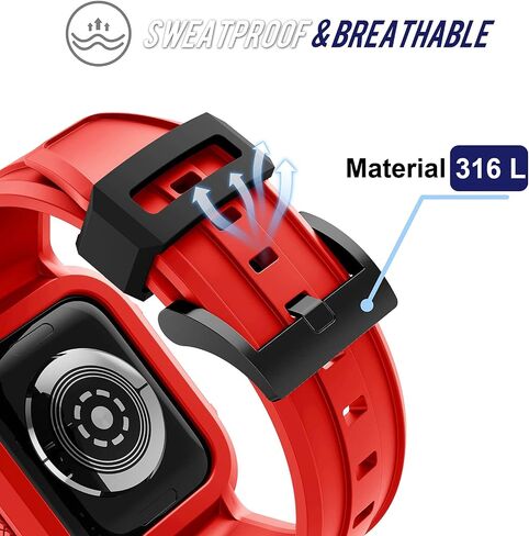 T-ENGINE Rugged Watch band Compatible with Apple Watch Series 9 Band for 44mm 42mm (Not compatible with 45mm) SE 9/8/7/6/5/4/3 for Men (Pink, 45mm/44mm/42mm) in Saudi Arabia