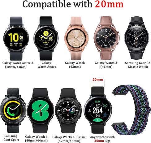 Wanme Elastic Bands for Samsung Galaxy Watch Active 2 40mm 44mm / Galaxy Watch 42mm / Watch 3 41mm Band, 20mm Adjustable Soft Stretch Wristband for Samsung Galaxy Watch 4/Active 2 in Saudi Arabia