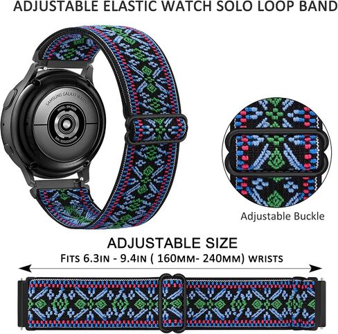 Wanme Elastic Bands for Samsung Galaxy Watch Active 2 40mm 44mm / Galaxy Watch 42mm / Watch 3 41mm Band, 20mm Adjustable Soft Stretch Wristband for Samsung Galaxy Watch 4/Active 2 in Saudi Arabia