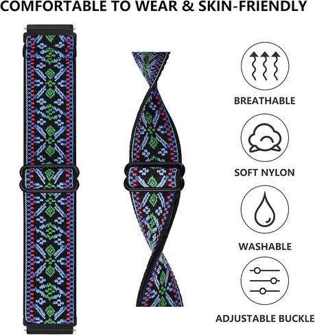 Wanme Elastic Bands for Samsung Galaxy Watch Active 2 40mm 44mm / Galaxy Watch 42mm / Watch 3 41mm Band, 20mm Adjustable Soft Stretch Wristband for Samsung Galaxy Watch 4/Active 2 in Saudi Arabia